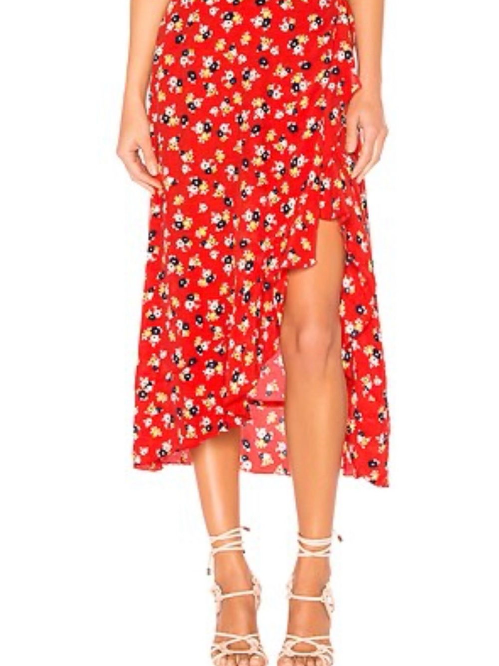 Faithfull the Brand Red Jasmine Floral Wrap Skirt Set NWT - Picture 2 of 4